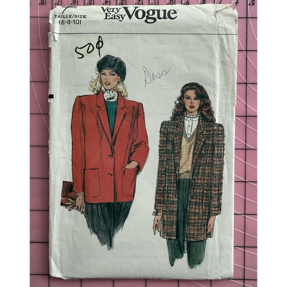 Vogue Pattern 8426 Misses' Loose-Fit, Unlined Jacket Size 6-10 UC FF‎